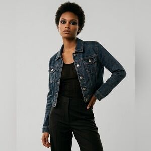 Women’s VTG 2000 Y2K Tommy Hilfiger Jeans Blue Denim Cropped Trucker Jacket Sz S